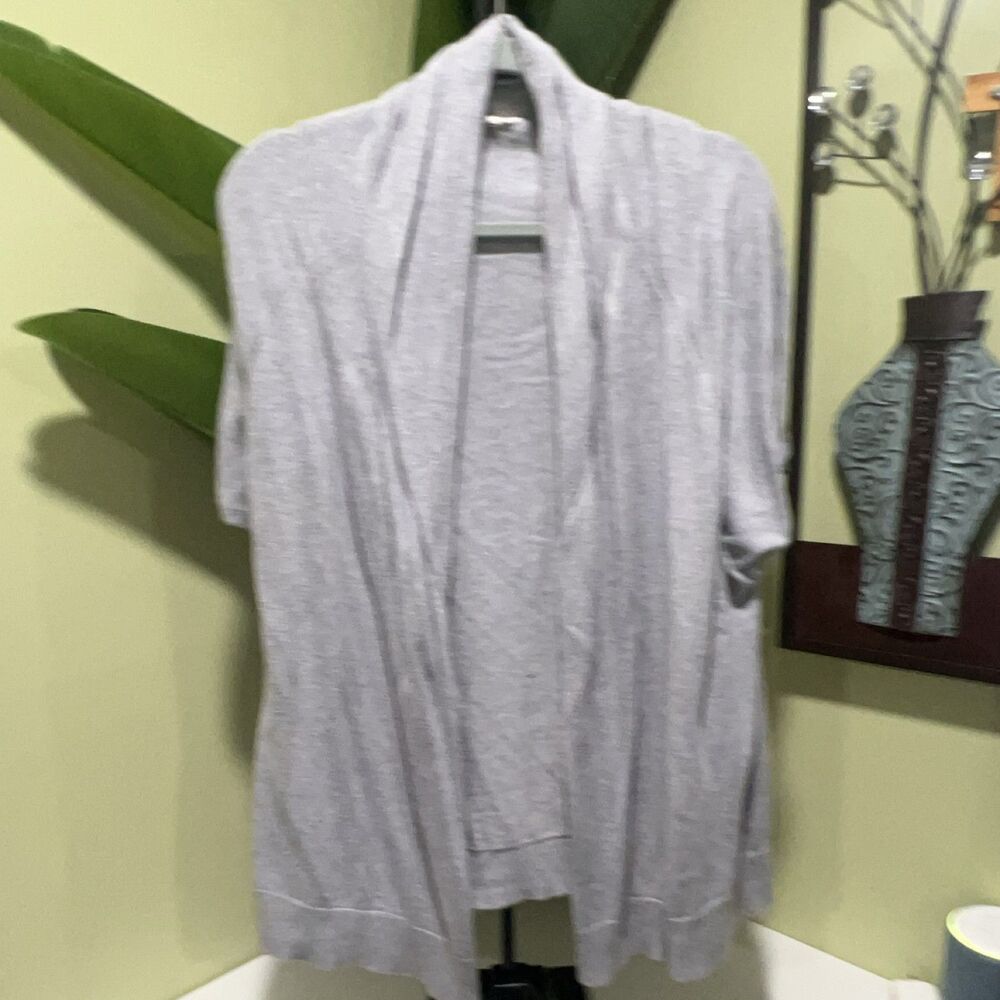 Eileen Fisher Open Front Cardigan Women's S Light Grey Organic Cotton Short